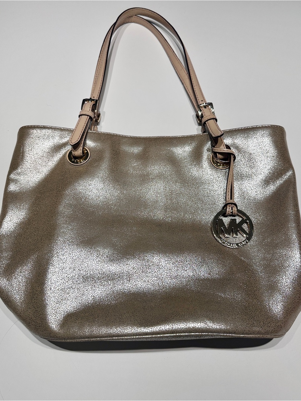 Michael Kors Metallic Pebbled Leather Jet Set Tote